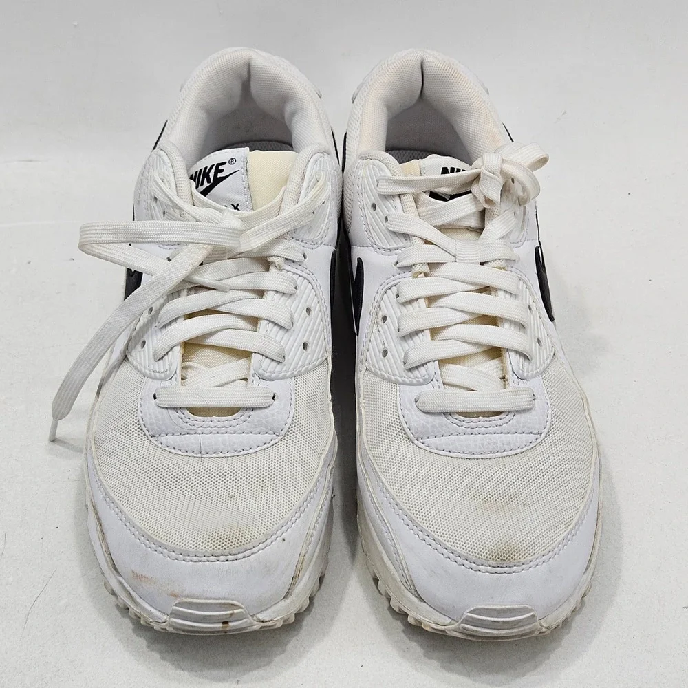 Nike Air Max 90 Women 10.5 White Black DH8010-101 Leather Mesh Running Sneakers